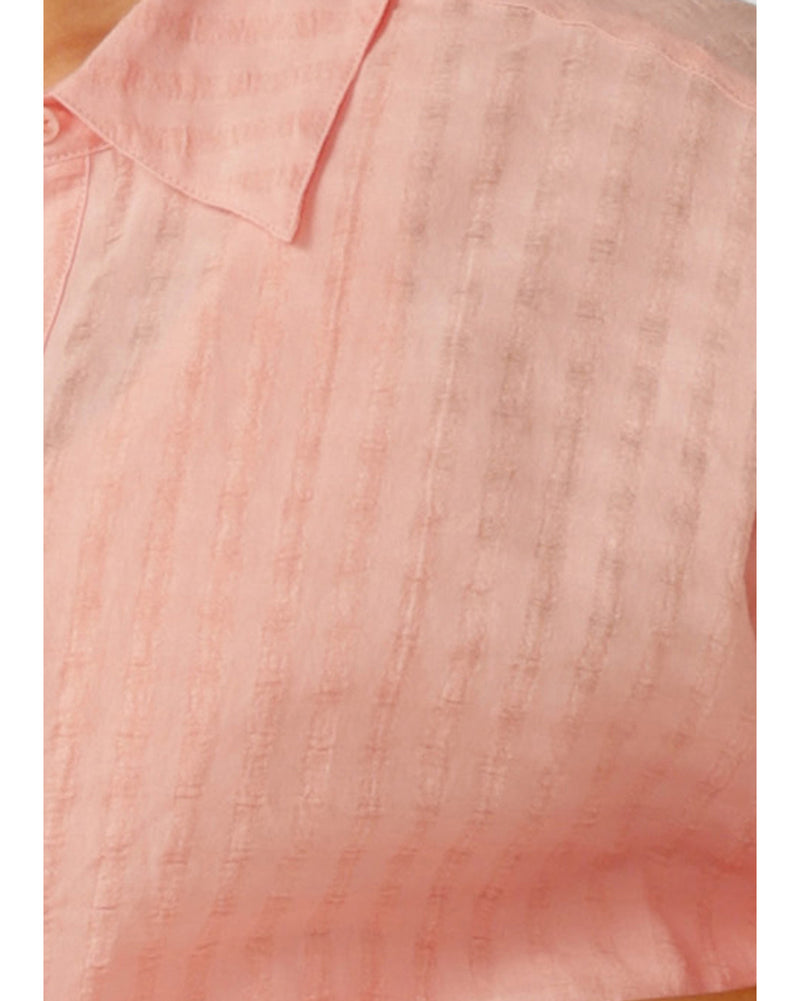 lorna-jane-summer-striope-textured-shirt-peach-close-up