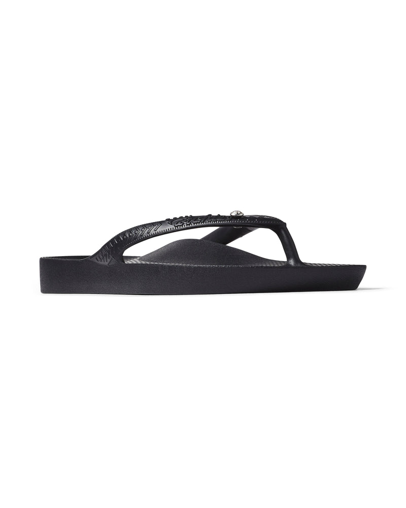 Archies-arch-support-jandals-Crystal-black-side