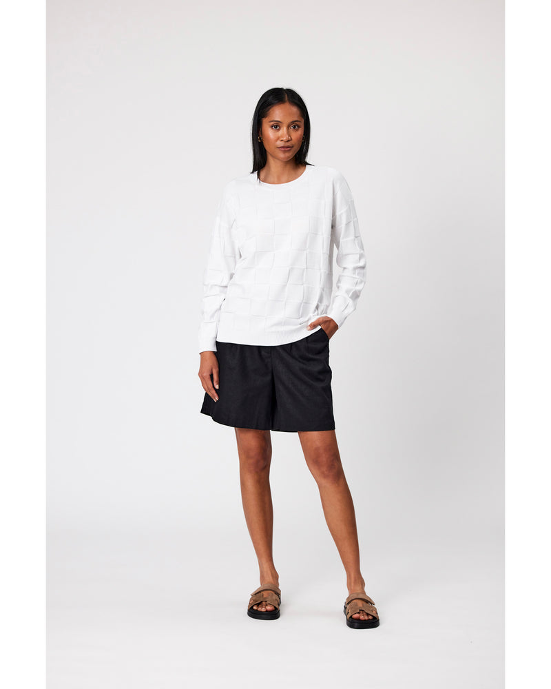 Marlow-Basket-Weave-Crew-Neck-White-front