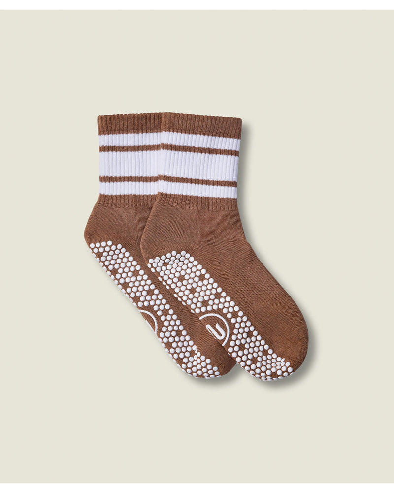Move-active-crew-non-slip-socks-tan-stripe