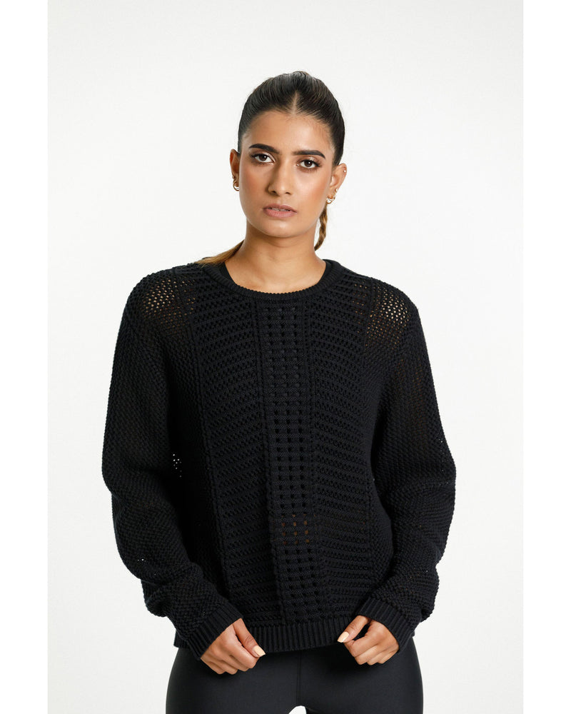 Rose-Road-Crochet-Long-Sleeve-Tee-Black-front