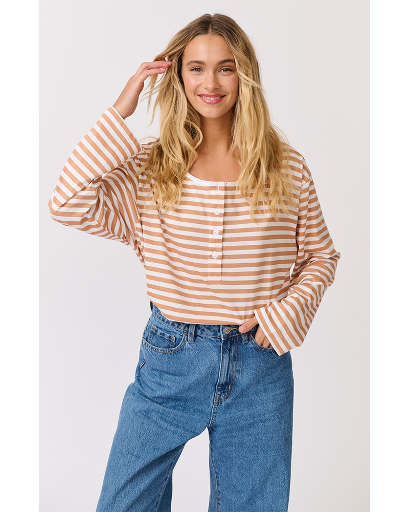 cartel-and-willow-henley-long-sleeve-toffee-stripe-front