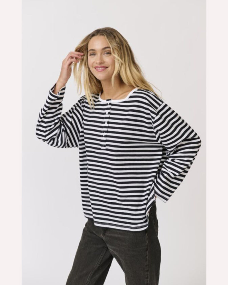 cartel-and-willow-henley-tee-black-white-stripe-front