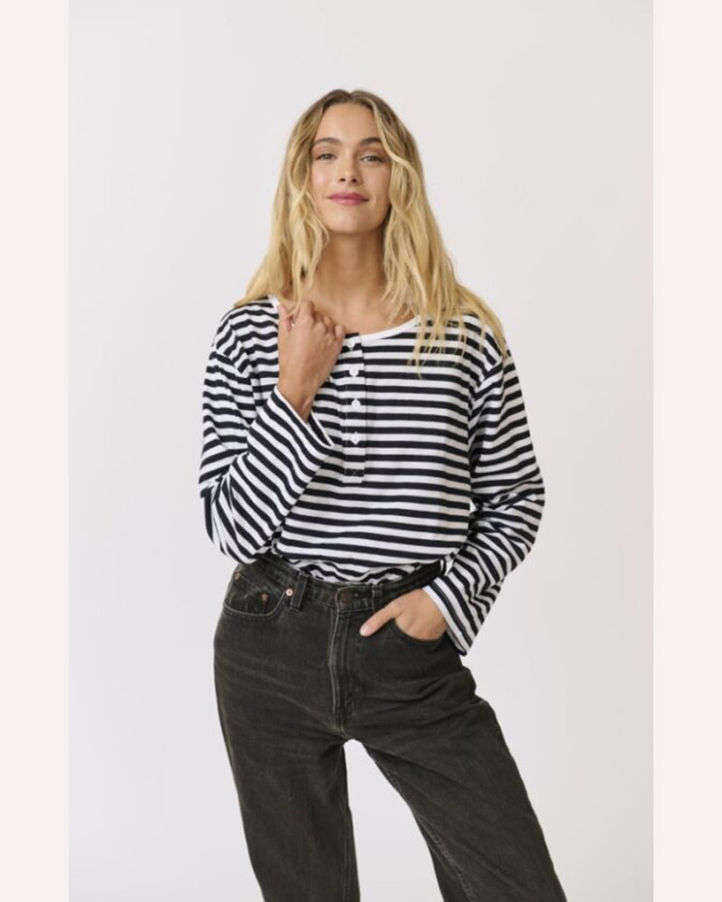 cartel-and-willow-henley-tee-black-white-stripe-front