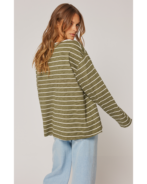 cartel-and-willow-henley-top-khaki-stripe-back