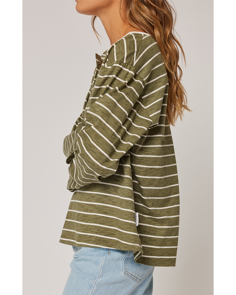 cartel-and-willow-henley-top-khaki-stripe-side