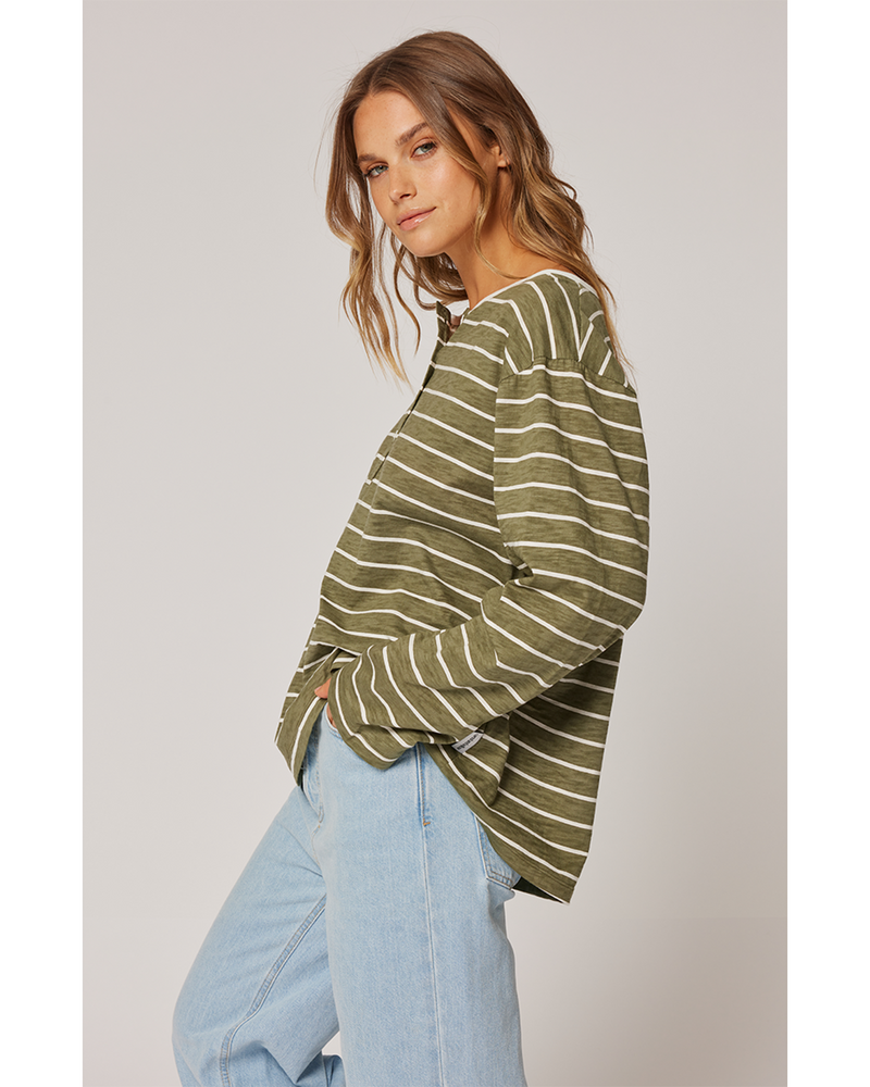 cartel-and-willow-henley-top-khaki-stripe-side