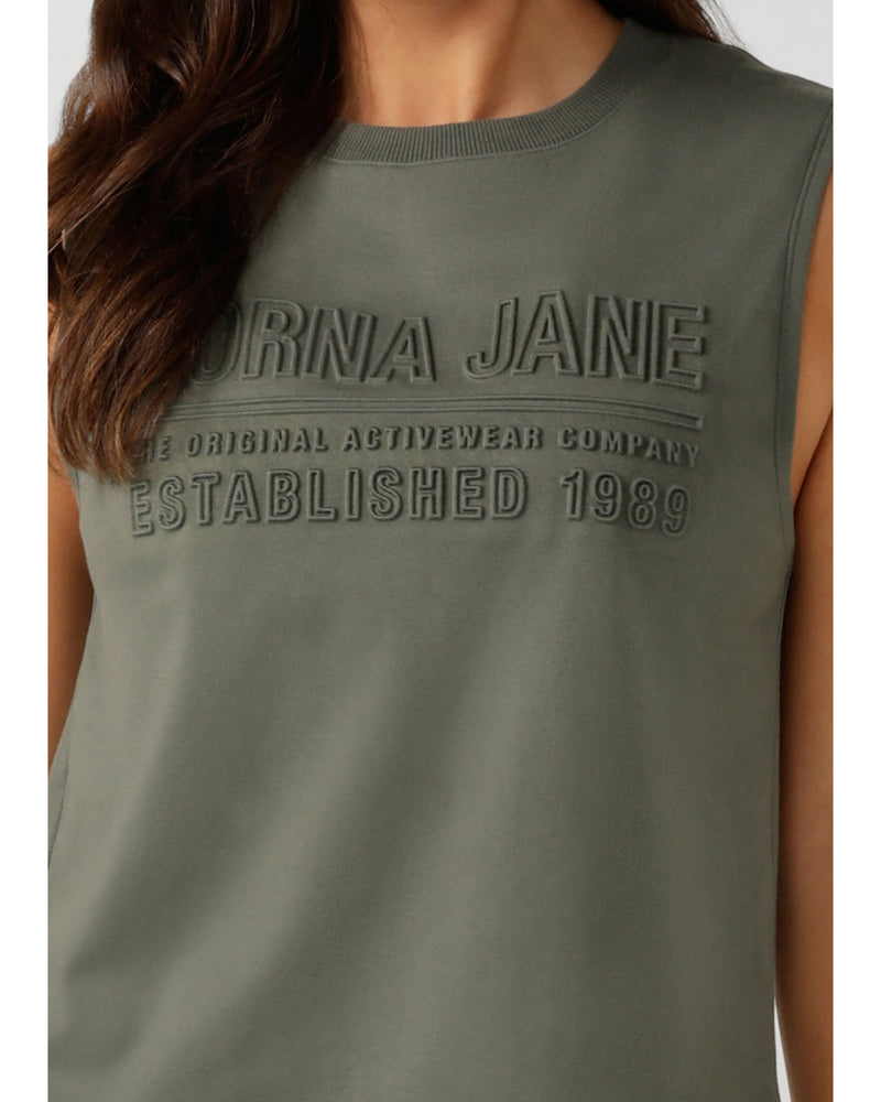 lorna-jane-essential-muscle-tank-dark-matcha-front