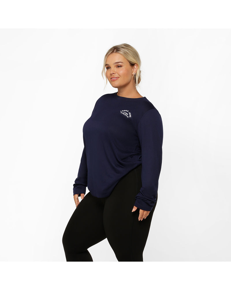 lorna-jane-lotus-long-sleeve-top-french-navy-side-view