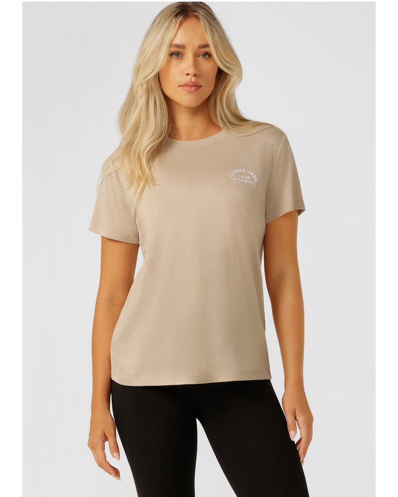 lorna-jane-lotus-t-shirt-oxford-tan-front