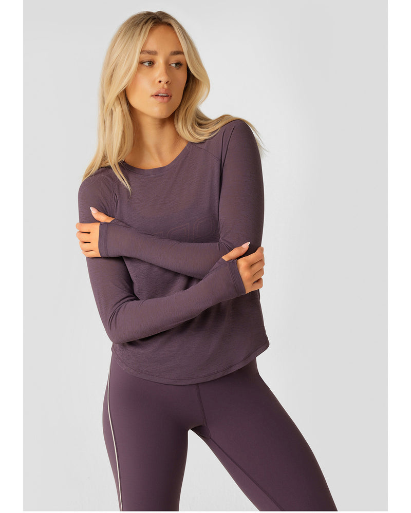 lorna-jane-on-the-run-long-sleeve-top-midnight-plum-front