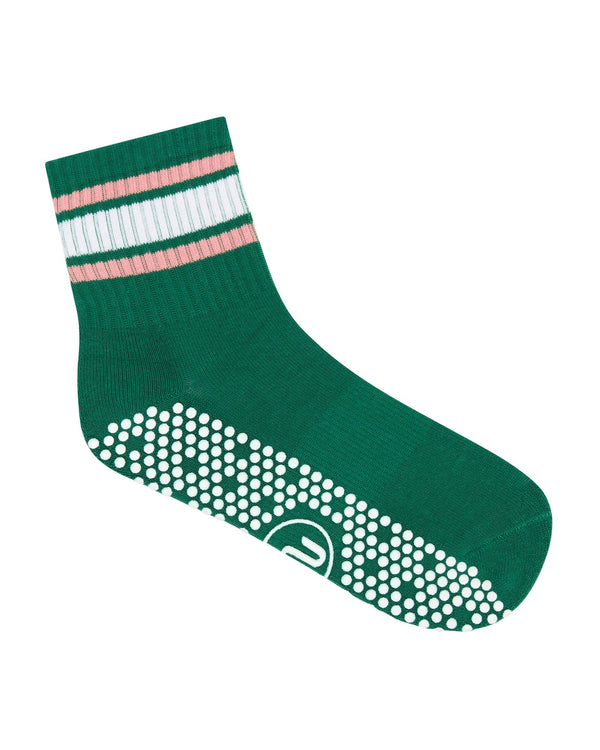 move-active-crew-non-slip-socks-emerald-rose-stripe