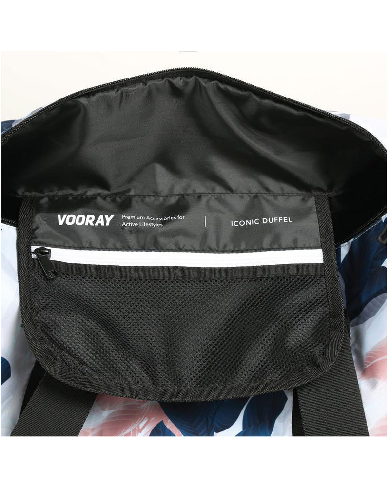 Vooray-Iconic-Barrel-Duffel-Bag-Black-Foil-inside-pocket