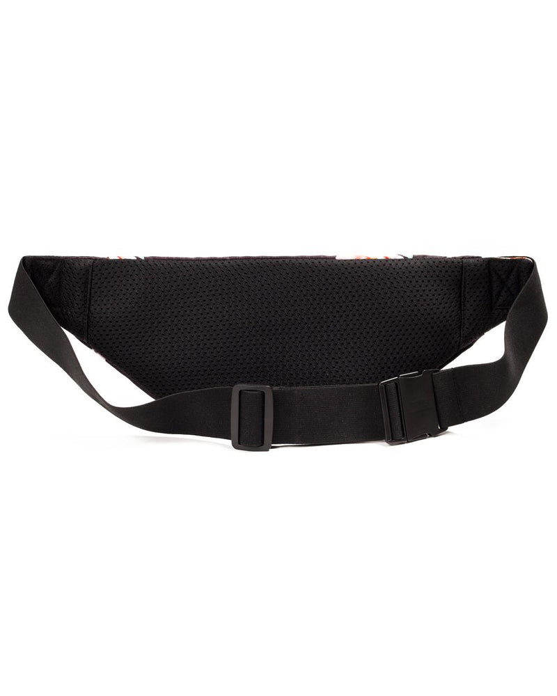 Rear view of rose black active fanny pack showing elastic strap