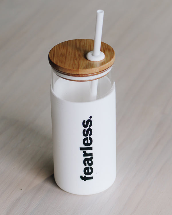 Image of earless Envy Glass Drink Bottle in white