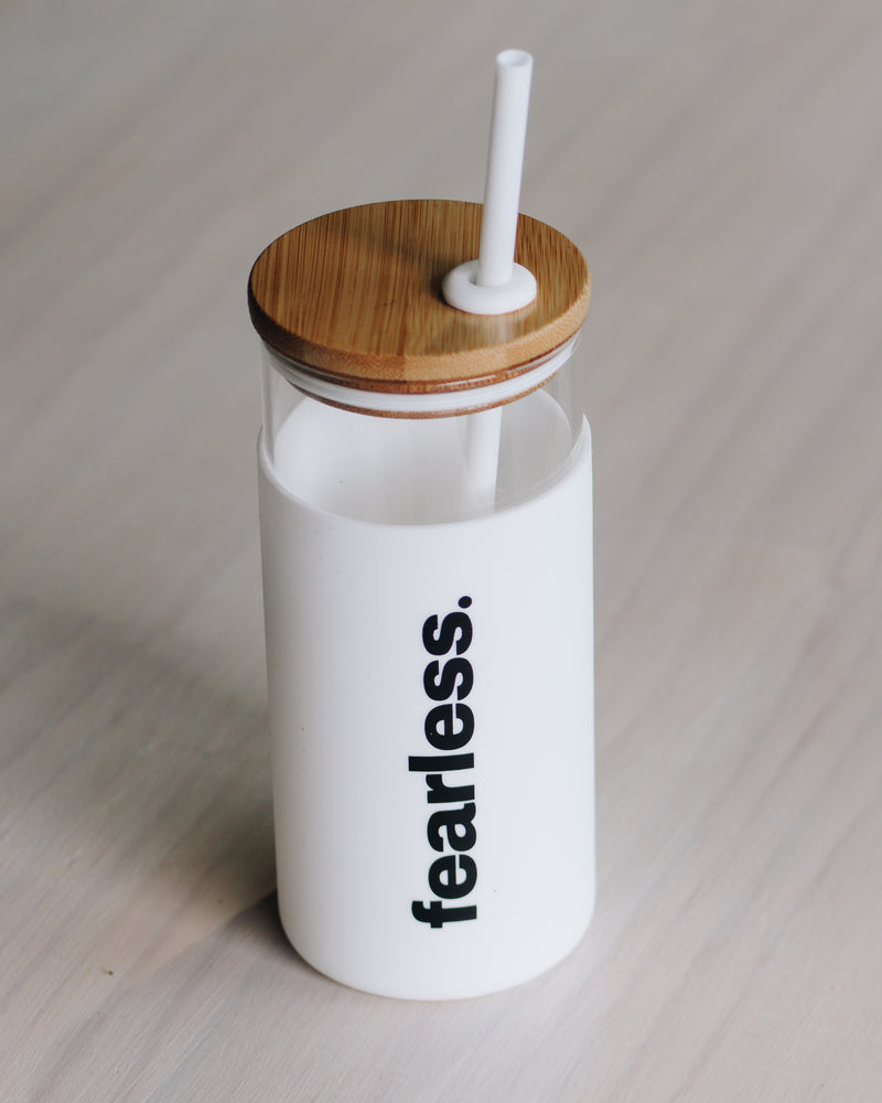 Image of earless Envy Glass Drink Bottle in white