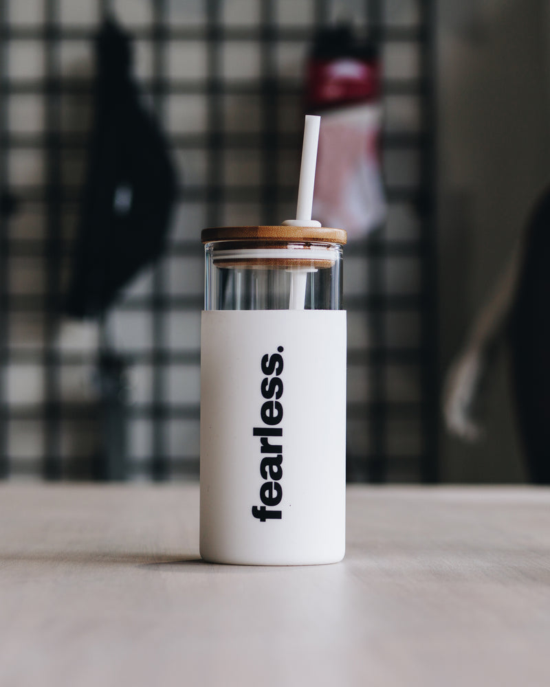 Image of Fearless Envy Glass Drink Bottle in white