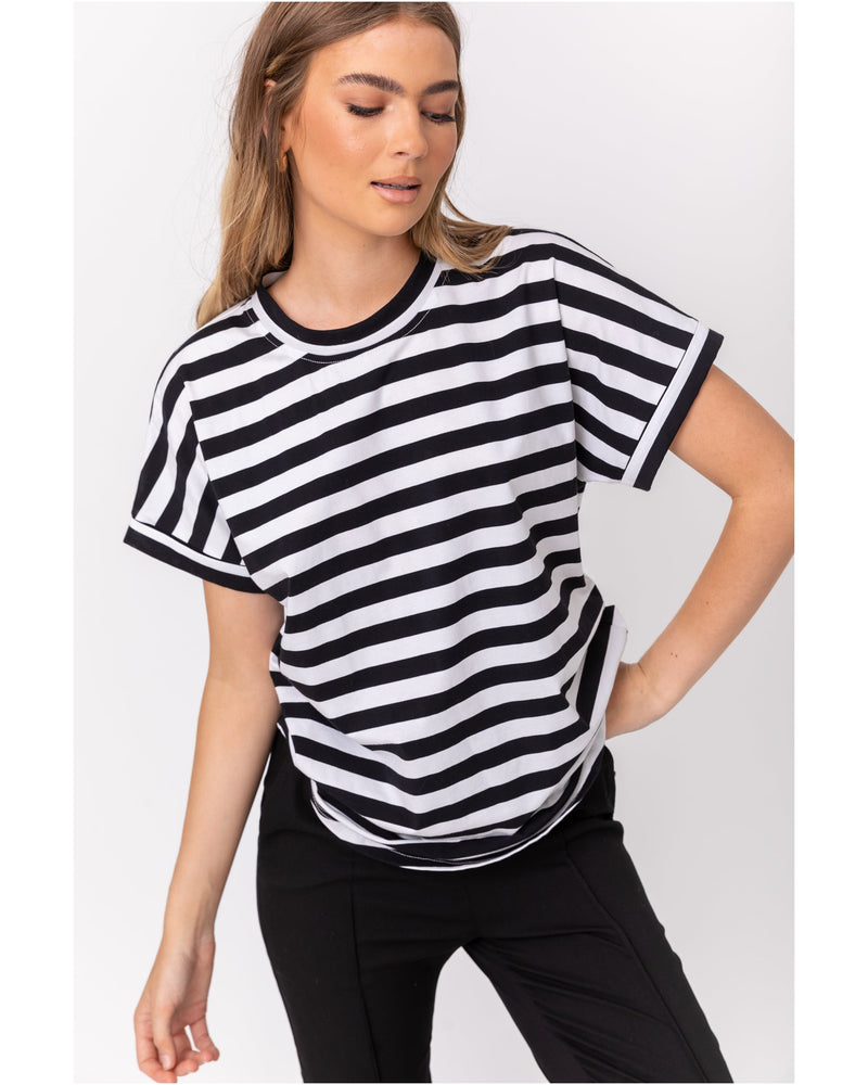 alexandra-sandford-black-white-stripe-tee-front-view