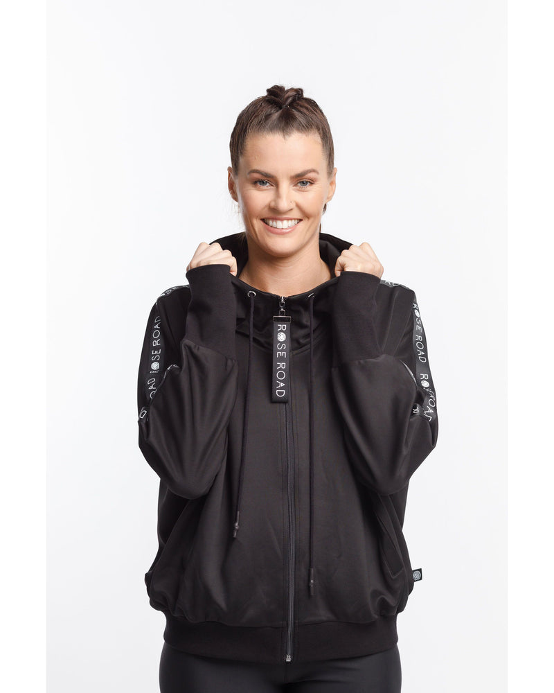 rose-road-black-webbing-roxy-bomber-jacket-front-view-close-up