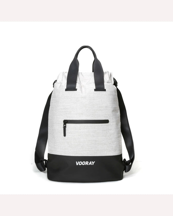 vooray-flex-cinch-backpack-heather-grey-front-view